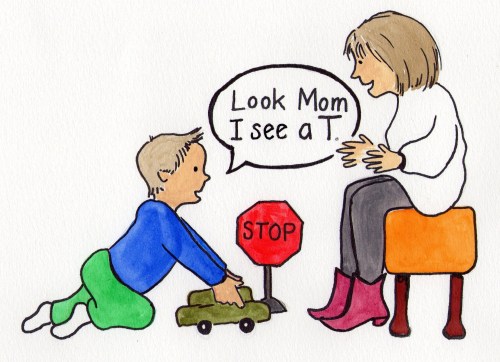 Child Recognizes the Letter T.