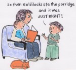 child retelling story of Goldilocks