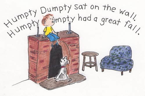 boy pretending to be Humpty