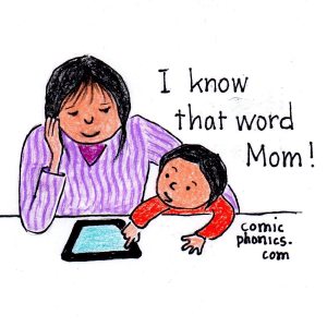 "I know that word, Mom," says the child lookin