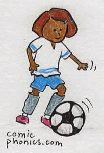 child kicking soccer ball